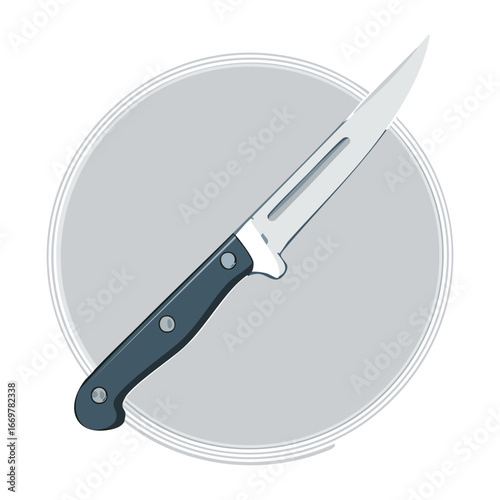 A simple line art illustration of a knife, capturing the essence of a dining utensil in a clean, accessible manner.