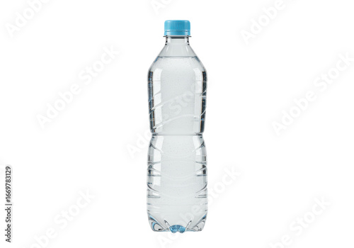 Isolated clear plastic bottle filled with pure fresh water, a healthy and refreshing drink
