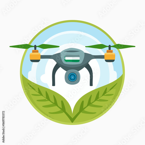 Drone with Camera in Nature Setting Representing Technological Advancement