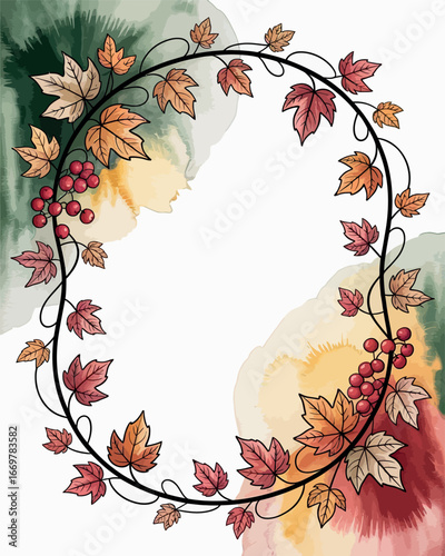 Autumn Harvest Wreath with Leaves and Berries Design