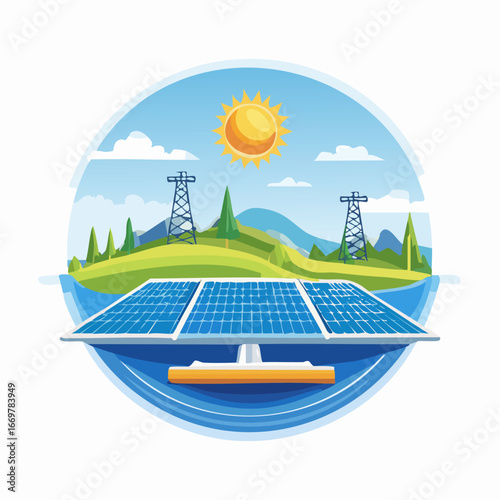 Solar Panel Installation on a Green Landscape