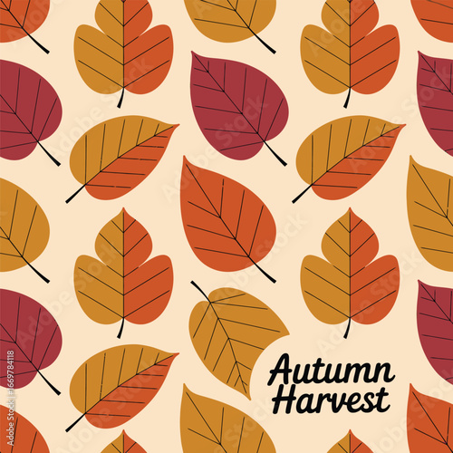 Autumn Harvest with Colorful Fall Leaves Pattern