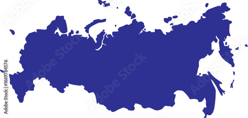 Blue Russia map icon isolated on white background – vector silhouette design of Russian Federation outline and national borders