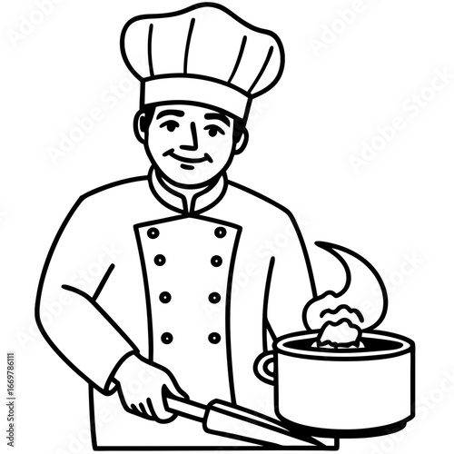 chef holding a pan