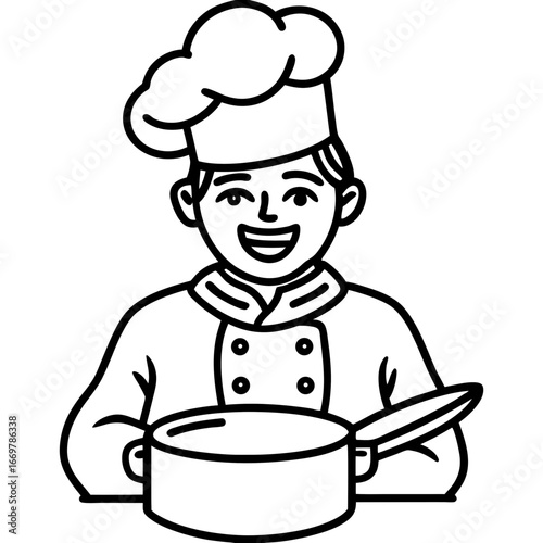 chef holding a pan