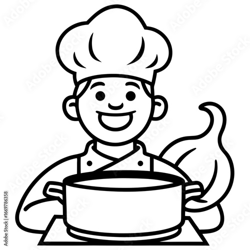 chef with a pot of food