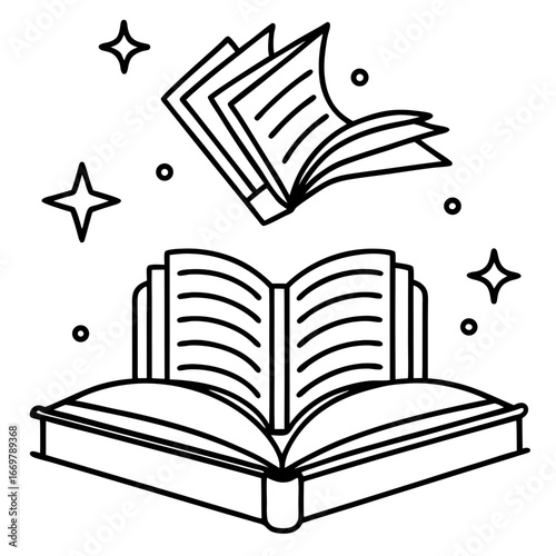Vector illustration of an open book with pages for education and knowledge