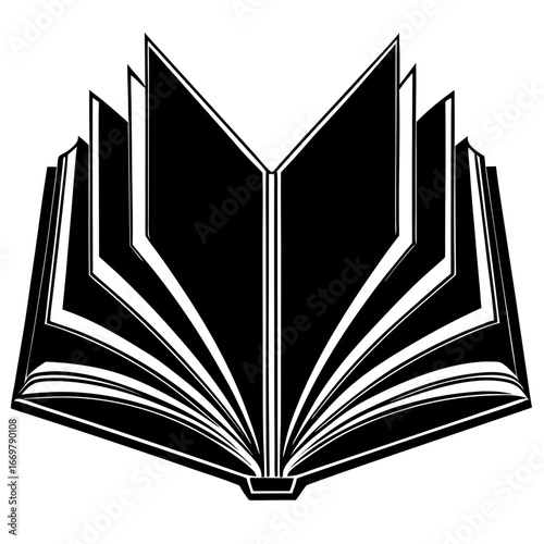 An isolated vector illustration of an open book with blank pages for education and knowledge
