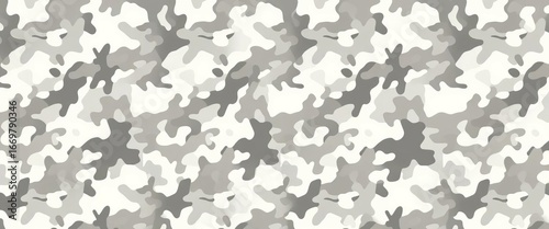 Abstract grey and white geometric camouflage seamless pattern, clean, backdrop