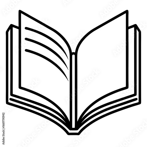 Blank vintage textbook with blank pages on a white background, isolated vector illustration