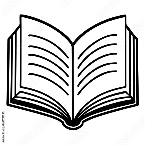Vector illustration of an open book with blank pages for education, literature, or school