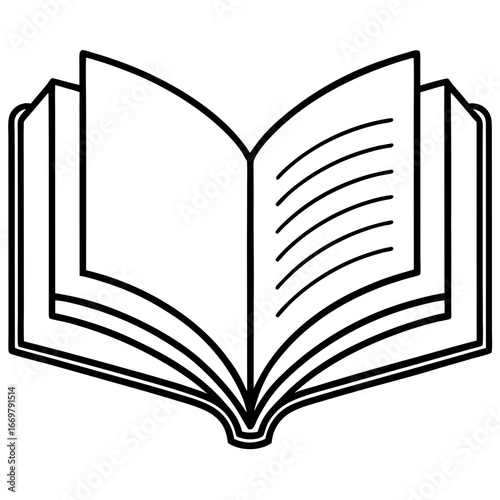 An old vintage open book with blank pages is isolated on a white background, representing knowledge and education