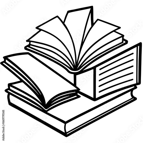 An open book with white pages on a white background for a vector illustration of literature and education