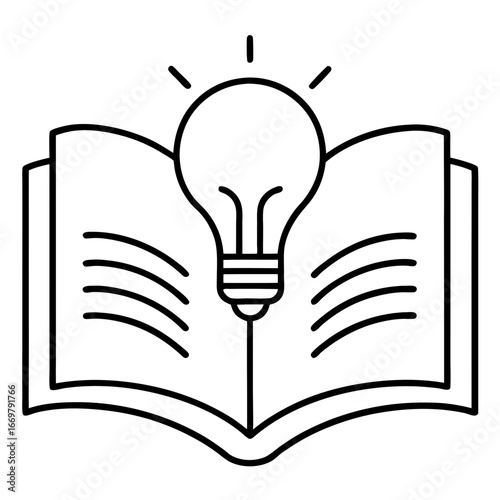 A bright vector light bulb icon with a book illuminates the path to knowledge