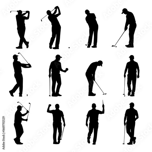 silhouettes of golf players