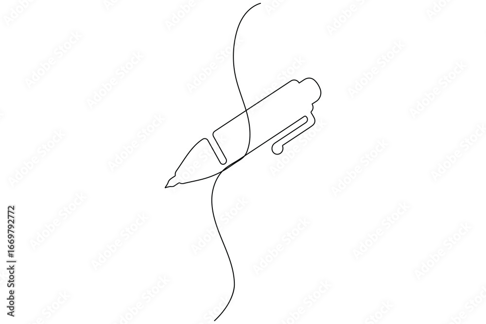 Fototapeta premium Simple ball pen one line art minimal outline vector design 