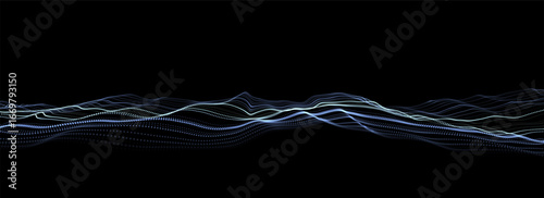 Abstract blue wave with lines. Digital frequency track equalizer. Vector illustration dynamic music wave. Technology sound.
