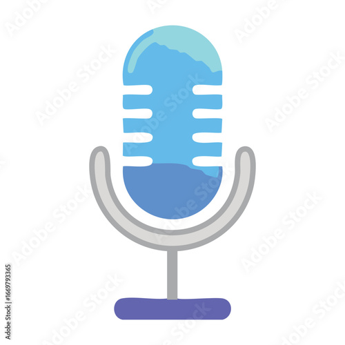 A sleek and professional vector icon of a condenser microphone, designed for a variety of digital and print applications, representing professional audio quality and studio recording.