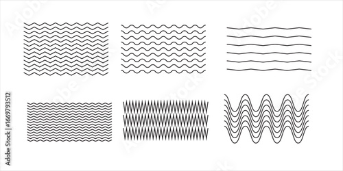 Waves line set. Wave ornament pattern. Set of wavy zigzag lines. Wave thin line background. Vector zigzag and wavy horizontal underline. Vector