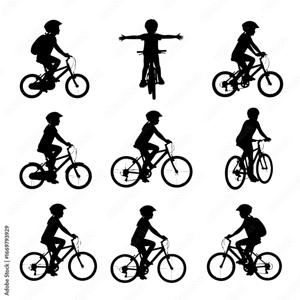 Obraz premium silhouettes of cyclist