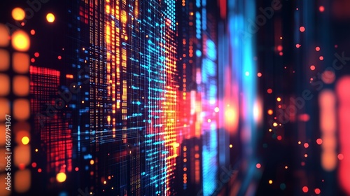 Wallpaper Mural Abstract digital background with colorful lights. Abstract technology flows data into business analytics. Ai design a digitally generated neon modern. Colorful lights lifestyle create an abstract. Torontodigital.ca