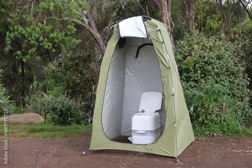 Tourist toilet in tent on Machame Camp, Kilimanjaro, Machame Route, Tanzania