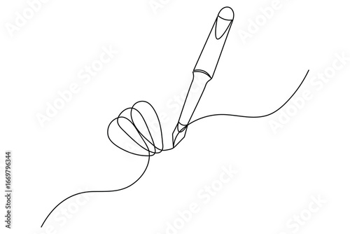 Simple ball pen one line art minimal outline vector design
