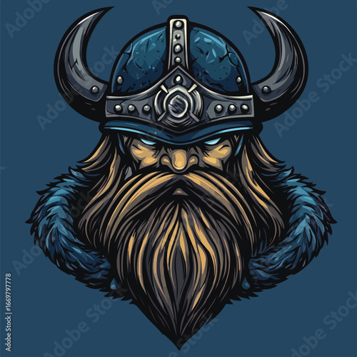 Viking Warrior – Fierce Digital Illustration of a Nordic Fighter