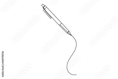 Simple ball pen one line art minimal outline vector design
