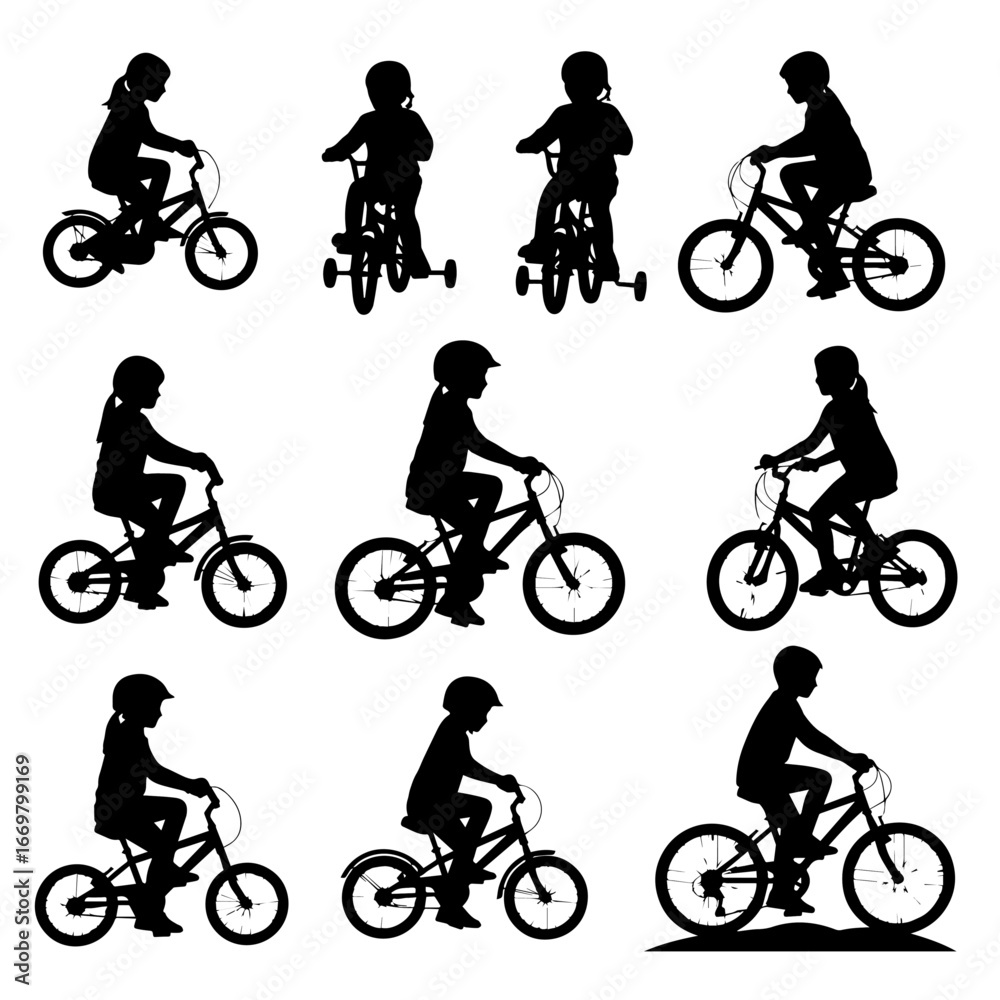 Obraz premium boy and girl riding bicycles