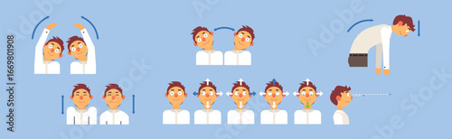 Office Syndrome Man Infographics Template Vector Set