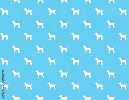 Simple dog pattern on light blue background
