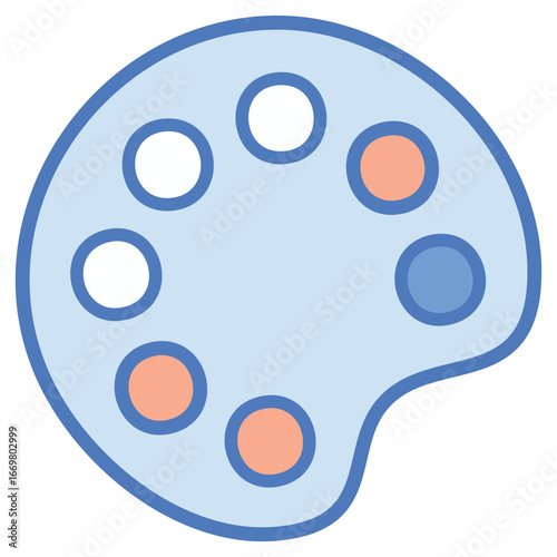 A professional and clean vector icon of a palette with a paint tube, conveying a sense of high-quality materials and professional art supplies.