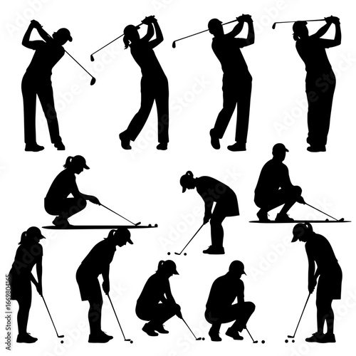 golf players silhouettes
