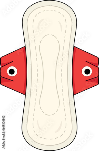 Cute cartoon reusable menstrual pad with wings for comfort and sustainability vector