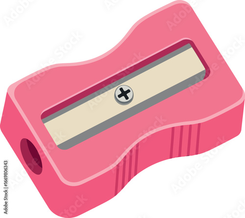 Vibrant pink pencil sharpener ideal for school office supplies and creative projects vector