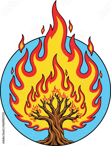 Burning bush symbol of divine revelation ancient sacred fire vector