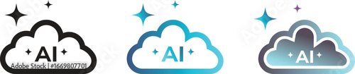 AI generate icon set ai, cloud computing icon, artificial intelligence star logo, futuristic digital icons