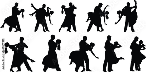 Ballroom dance silhouette, couple dancing vector, romantic dance illustration, tango pose art, waltz performance shadow, dancer movement design, love expression