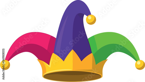 Jester hat fun festive party accessory colorful medieval costume vector