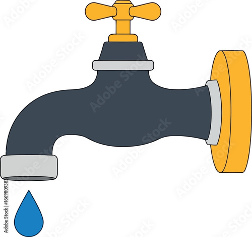 Water dripping from vintage faucet plumbing fixture vector