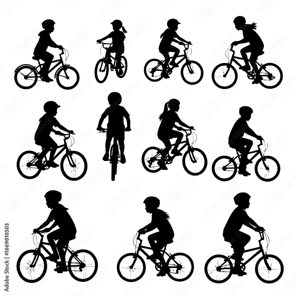 Obraz premium boy and girl riding bicycles