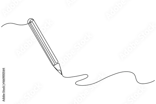 Simple ball pen one line art minimal outline vector design
