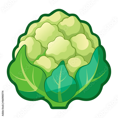 Simple color vector illustration of a neat cauliflower