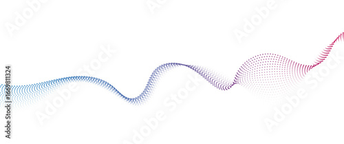 Flowing Dot Wave halftone gradient pattern on transparent background	