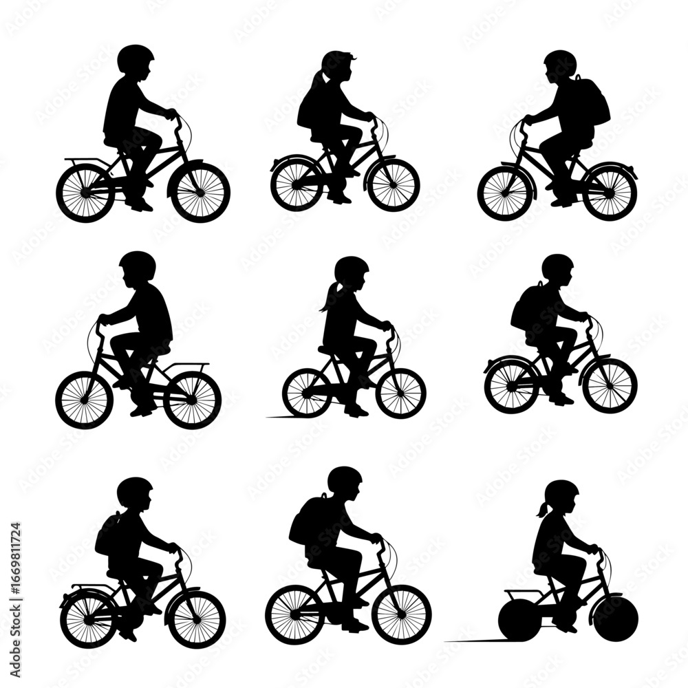 Obraz premium silhouette of a boy with a bicycle
