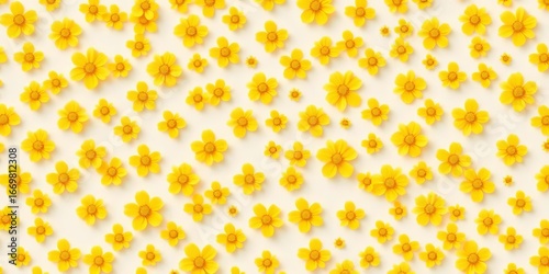 Elegant vector seamless pattern of small yellow flowers on white background; perfect for fashion prints and textile designs, prints, seamless flower pattern