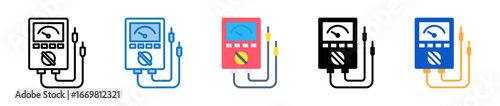 Voltmeter multiple style icons set design vector illustration. 