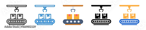 Conveyor Belt multiple style icons set design vector illustration. 