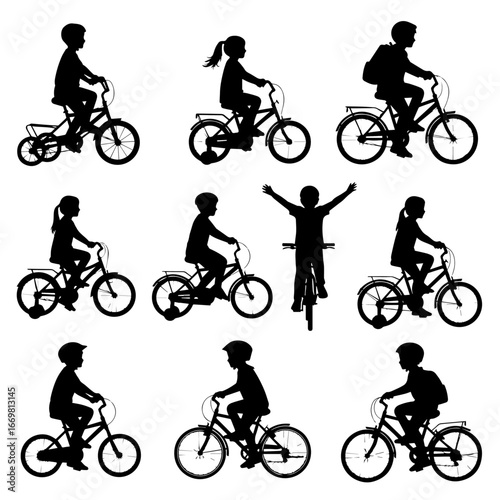 silhouettes of cyclist
